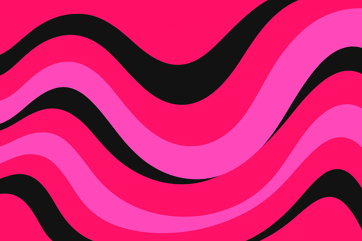generate image with color #FF1493 and #000000 and #FF5CCD, generate cheerful color waves in abstract way. make the image 2560 × 1440 px